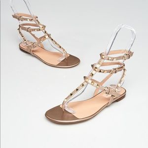 Valentino Rockstud rose gold sandals